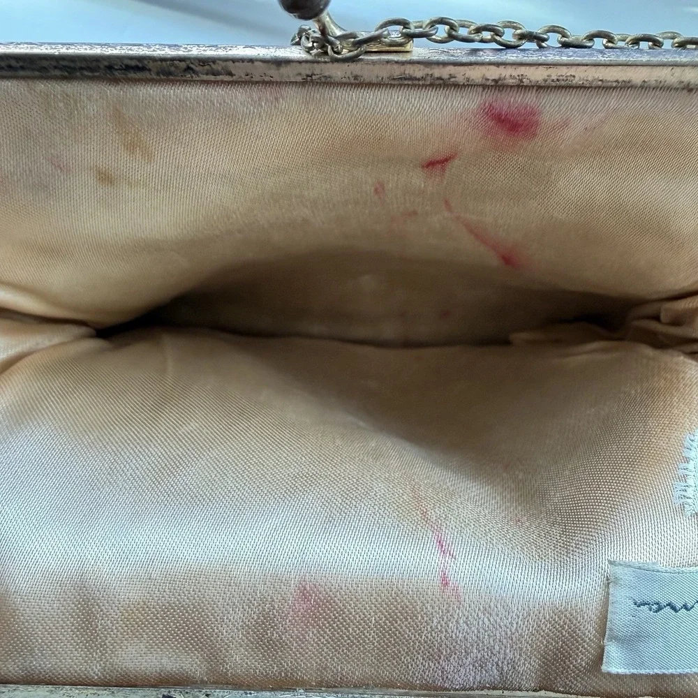 Vintage Walborg De Pinna French Tapestry Kiss Lock‎ Clutch Purse Made in France